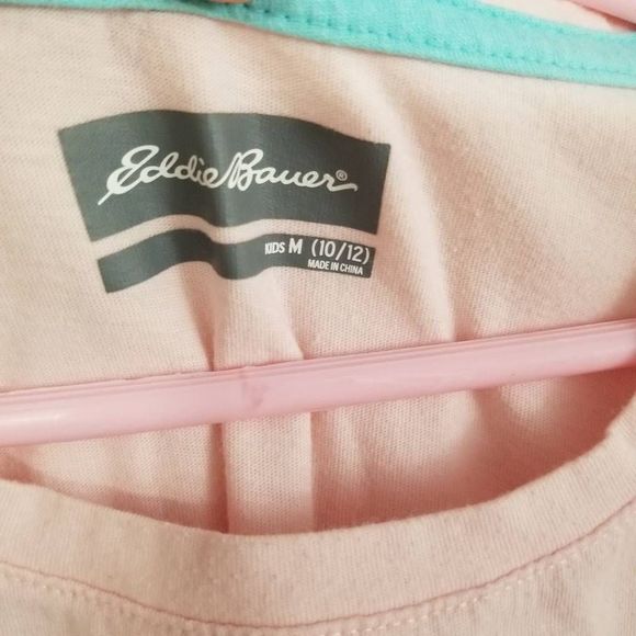 Eddie Bauer pink tshirt tee top girls 10-12 Medium Mountain sun set rise - Picture 2 of 5